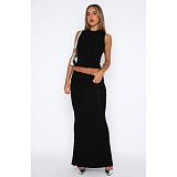 2024 Casual Women Sleeveless Tops And Long Skirt 2 Pieces Sets ASL-6712