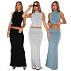 2024 Casual Women Sleeveless Tops And Long Skirt 2 Pieces Sets ASL-6712