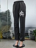 Sweatpants Female Sporty Bottoms Print Drawstring High Waist Pants RS-1103
