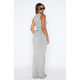 2024 Casual Women Sleeveless Tops And Long Skirt 2 Pieces Sets ASL-6712