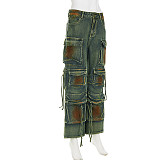 2024 Denim Halter Vest Pockets Wide Leg Pants Mini Skirt RS-04849