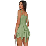 2024 Sexy Straps Y2K Girls Irregular Pleated Mini Dress ASL-6709