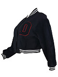 2024 NEW Women Long Sleeves Black Baseball Jacket ZAND-31326