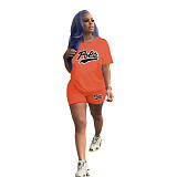 Women Summer Letter Printing T-shirt And Jogger Pants Two Piece Sets RS-M3111P30