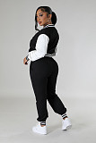 2024 Leisure Women Single-breasted Buttons Splicing Baseball Uniform 2 Pieces Suits FE-6001