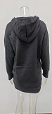 Hand Warmer Pocket Hooded Sweatshirt Mini Dress HX-0081
