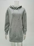 Hand Warmer Pocket Hooded Sweatshirt Mini Dress HX-0081
