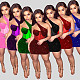 Women Sexy Mesh Sequin Slant Shoulder Short Dress OSD-6900