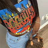 2024 Stylish Cartoon Print Women Sleeveless Slim Short Tops SXE-K23L33700