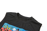2024 Stylish Cartoon Print Women Sleeveless Slim Short Tops SXE-K23L33700