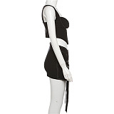Solid Vest Top High Waisted Wrap Hip Slim Fit Skirt Set SXE-K23S38240
