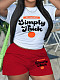 Casual Letter Print Round Neck Short Sleeve T-Shirt Shorts Two-Piece Set DN-N8008S36