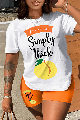 Crew Neck Short Sleeve Tops & Solid Slim Shorts Outfits DN-N8008S39