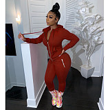 Fall Solid Color Zip-up Jacket Legging Two-piece Set CN-0049