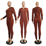 Fall Solid Color Zip-up Jacket Legging Two-piece Set CN-0049