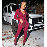 Fall Solid Color Zip-up Jacket Legging Two-piece Set CN-0049