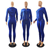 Fall Solid Color Zip-up Jacket Legging Two-piece Set CN-0049