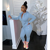 Fall Solid Color Zip-up Jacket Legging Two-piece Set CN-0049