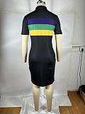 2024 Fashion Stripes Printed Girls Short Sleeves Lapel Mini Blouse Dress TE-4662