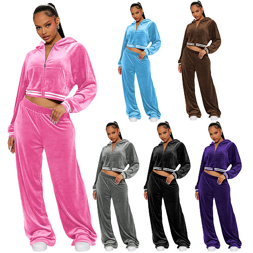 Tracksuit Set Zip Hoodie Long Workout Pants Sweatsuit YD-8798