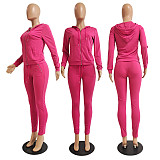 Fall Solid Color Zip-up Jacket Legging Two-piece Set CN-0049
