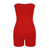 Summer Solid Strapless Slit Top Fashion Casual Shorts Set RS-131