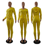 Fall Solid Color Zip-up Jacket Legging Two-piece Set CN-0049