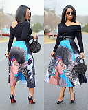 Pleated Skirt for Women Fashion Cartoon Print A-Line Skirt Vintage Skirts LSD-8277