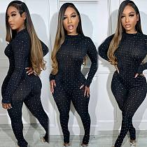 2024 Women Black Mesh Long Sleeves Package Hips Jumpsuits NY-2989