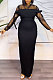 2024 Elegant Lady Lace Long Sleeves Splicing Black Splits Long Dresses NY-10665