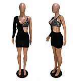 Sexy Sequins Spliced Long Sleeve Bodycon Dresses CHY-11090