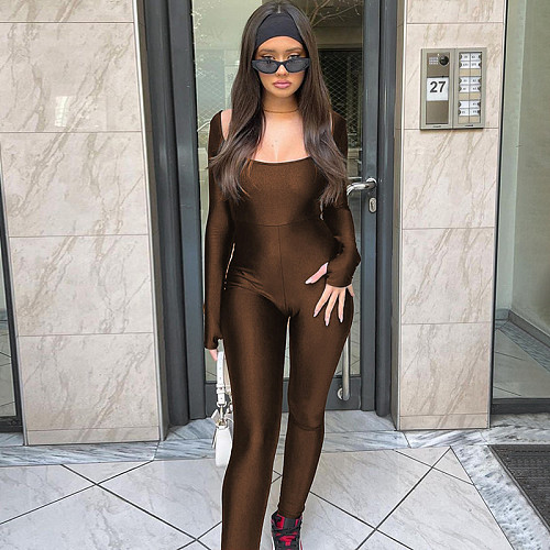 NEW Women U-neck Full Sleeved Backless Sexy Jumpsuit BLG-P3B14773A