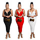 2024 Ladies Backless V-neck Ruffles Bodycon Sexy Maxi Dresses BY-6845
