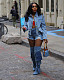 2024 Fashion Women Drill Nail Irregular Lapel Denim Jacket TE-4661