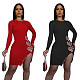 2024 Sexy Hollow Out Heart Hot Drilling Round Collar Midi Club Dress BN-9442
