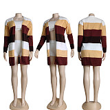 2024 Casual Women Stripes Knitted Long Sleeves Sweater Coat CY-8006
