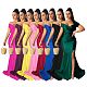 Sexy V-neck Off Shoulder Split Fishtail Long Dress AIL-243