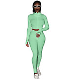 High-collar Thread Embroidered Letter Zipper Sport Two-piece Set ASL-6286