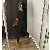 Hooded Zipper Knitted Sweater Skinny Pants Outfits CN-0204