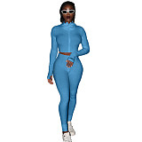 High-collar Thread Embroidered Letter Zipper Sport Two-piece Set ASL-6286