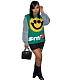 Denim Patchwork Letters Pattern Knitted Sweater CY-0023
