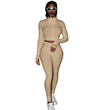 High-collar Thread Embroidered Letter Zipper Sport Two-piece Set ASL-6286