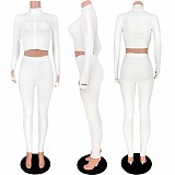 High-collar Thread Embroidered Letter Zipper Sport Two-piece Set ASL-6286