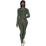 High-collar Thread Embroidered Letter Zipper Sport Two-piece Set ASL-6286