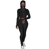 High-collar Thread Embroidered Letter Zipper Sport Two-piece Set ASL-6286