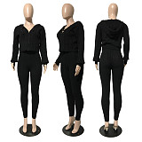 Hooded Zipper Knitted Sweater Skinny Pants Outfits CN-0204