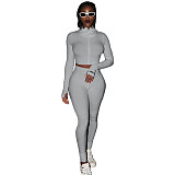 High-collar Thread Embroidered Letter Zipper Sport Two-piece Set ASL-6286