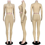 High-collar Thread Embroidered Letter Zipper Sport Two-piece Set ASL-6286