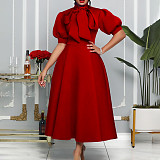 2024 Elegant Lady Half Sleeves Bandage Hem Maxi Dresses MLA-8481