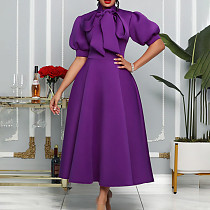 2024 Elegant Lady Half Sleeves Bandage Hem Maxi Dresses MLA-8481